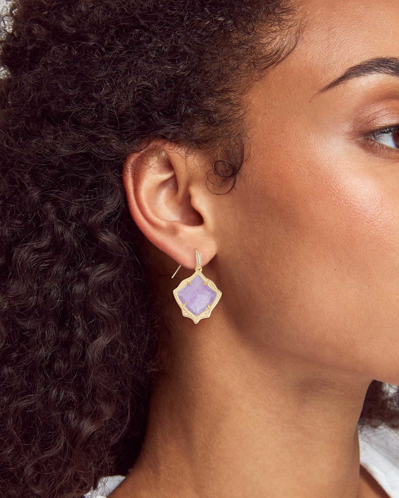Kyrie Gold Drop Earrings in Purple Amethyst image number 1